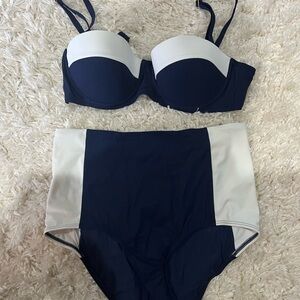 Tory Burch Navy and White Bikini